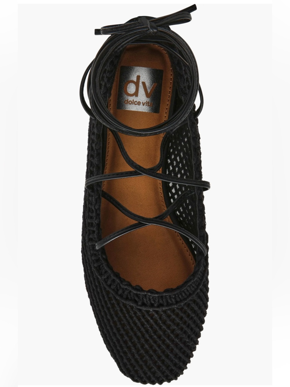 DV by Dolce Vita Messer Open Weave Lace-up Ballet Flat 8.5 Black